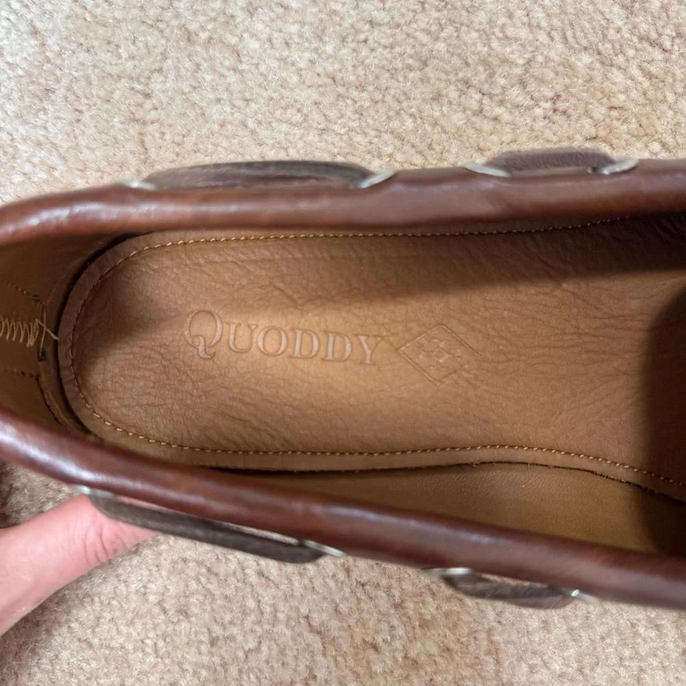 Quoddy Canoe Shoe Moc Boat Loafer Brown Leather Sz 10
